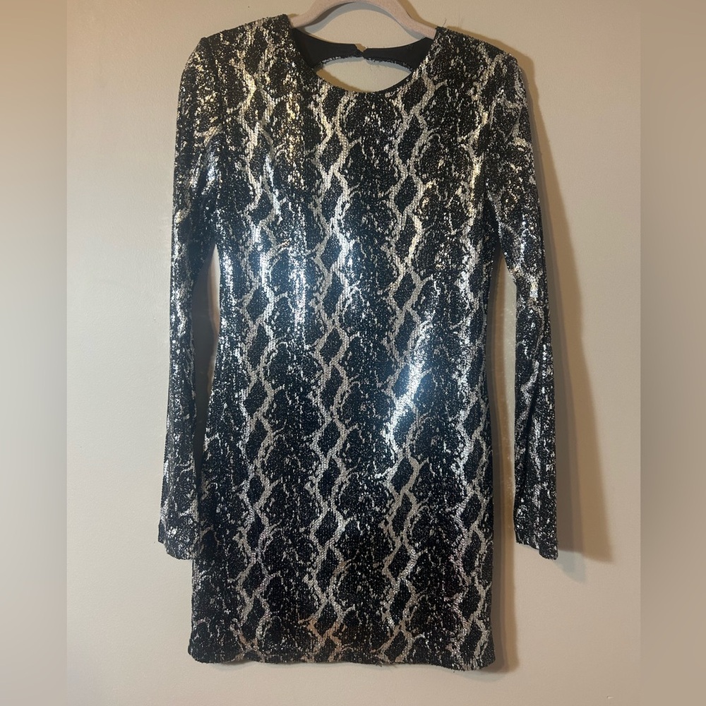 Sequin Long Sleeve Mini Dress